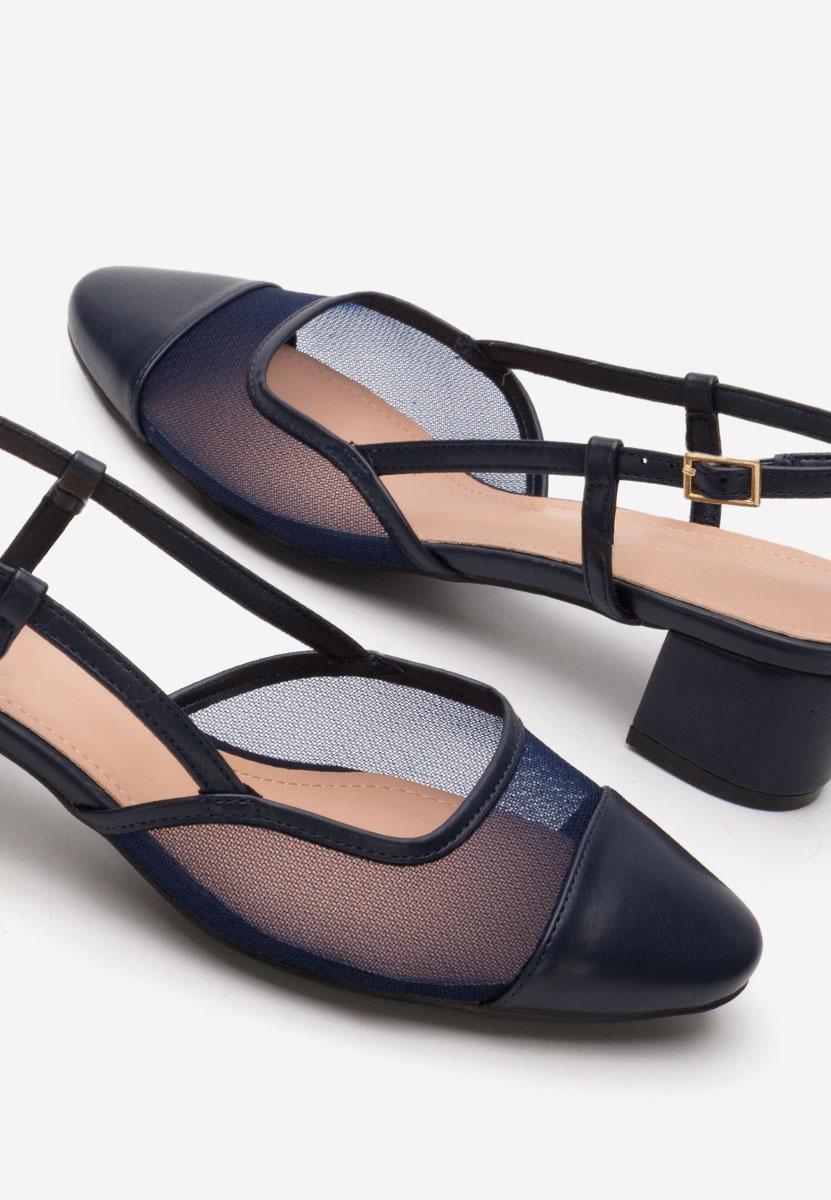 Décolleté tacco largo Velva blu marine