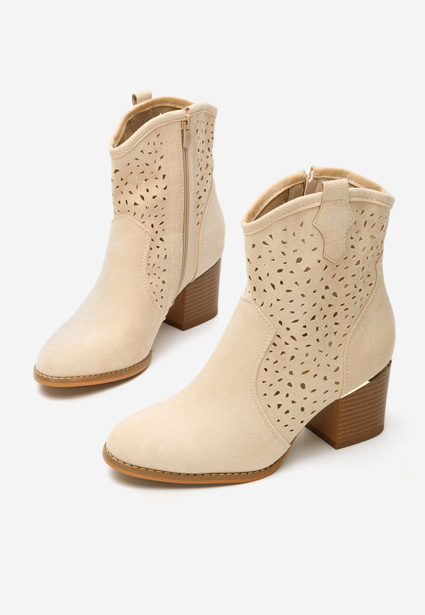 Tronchetti con tacco largo Latonya beige