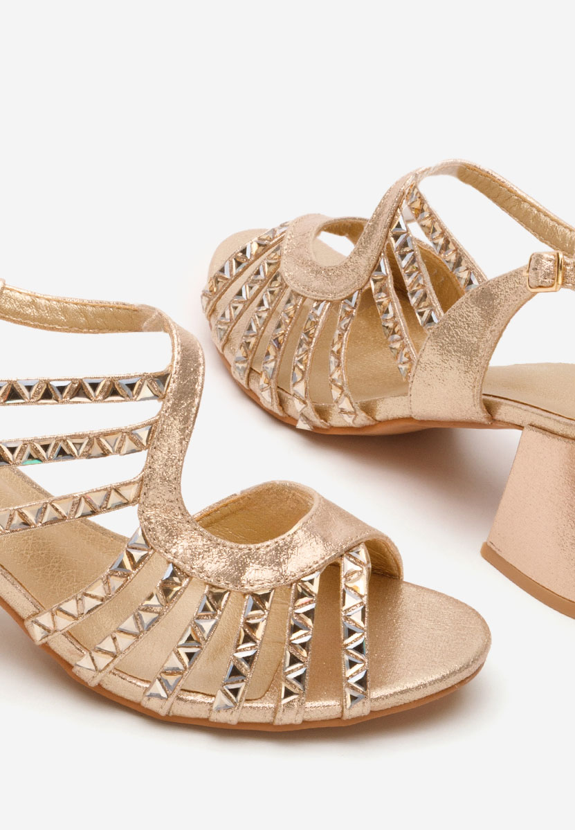 Sandali con tacco largo Margarita oro