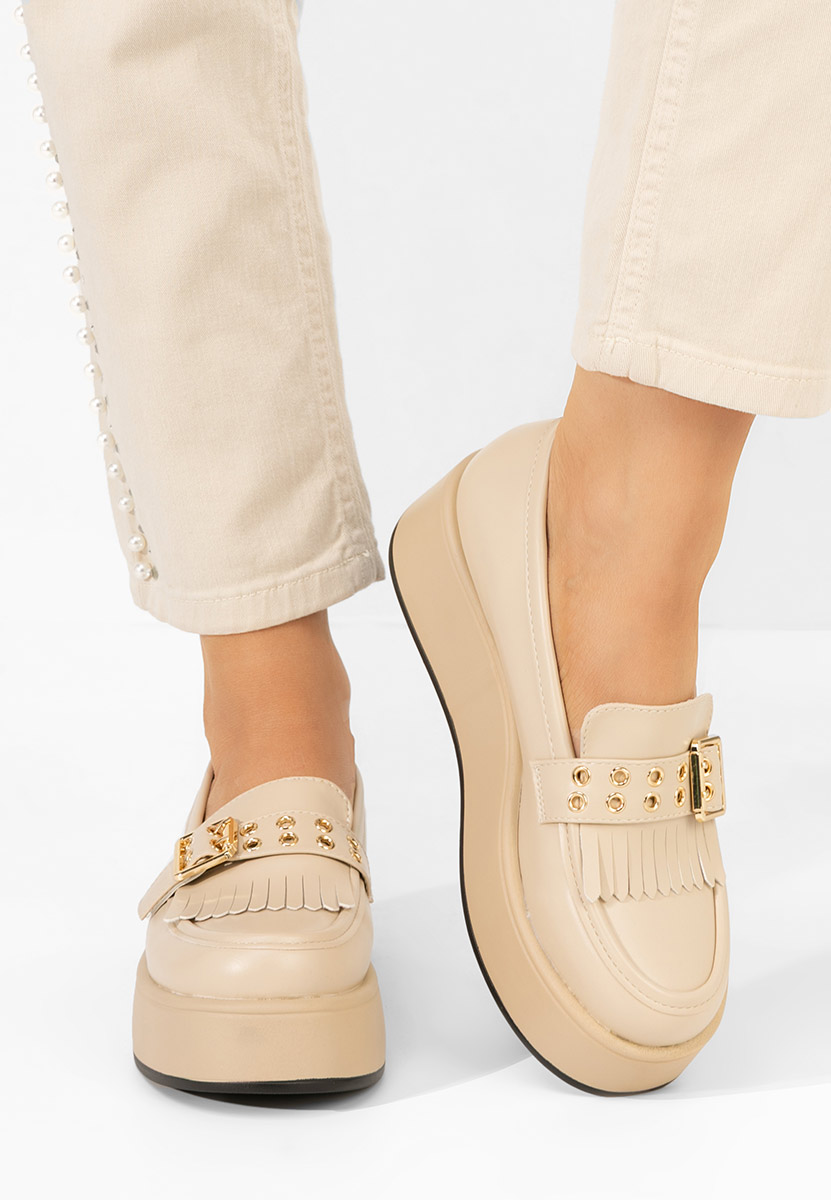 Mocassini donna platform Magie beige