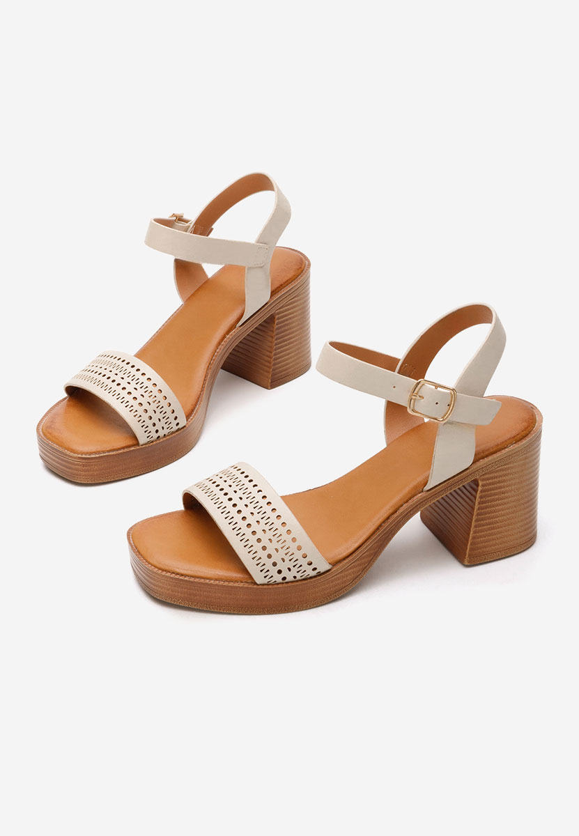 Sandali con tacco largo Viena beige
