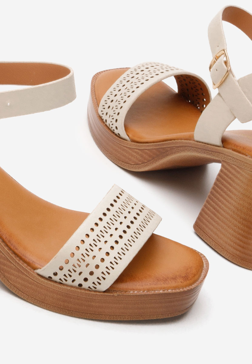 Sandali con tacco largo Viena beige
