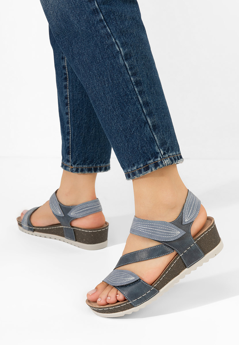 Sandali con zeppa Falia blu