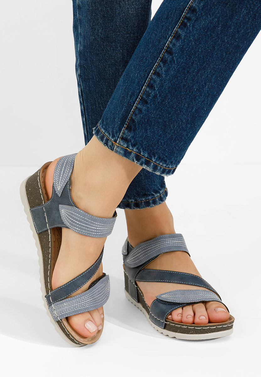 Sandali con zeppa Falia blu