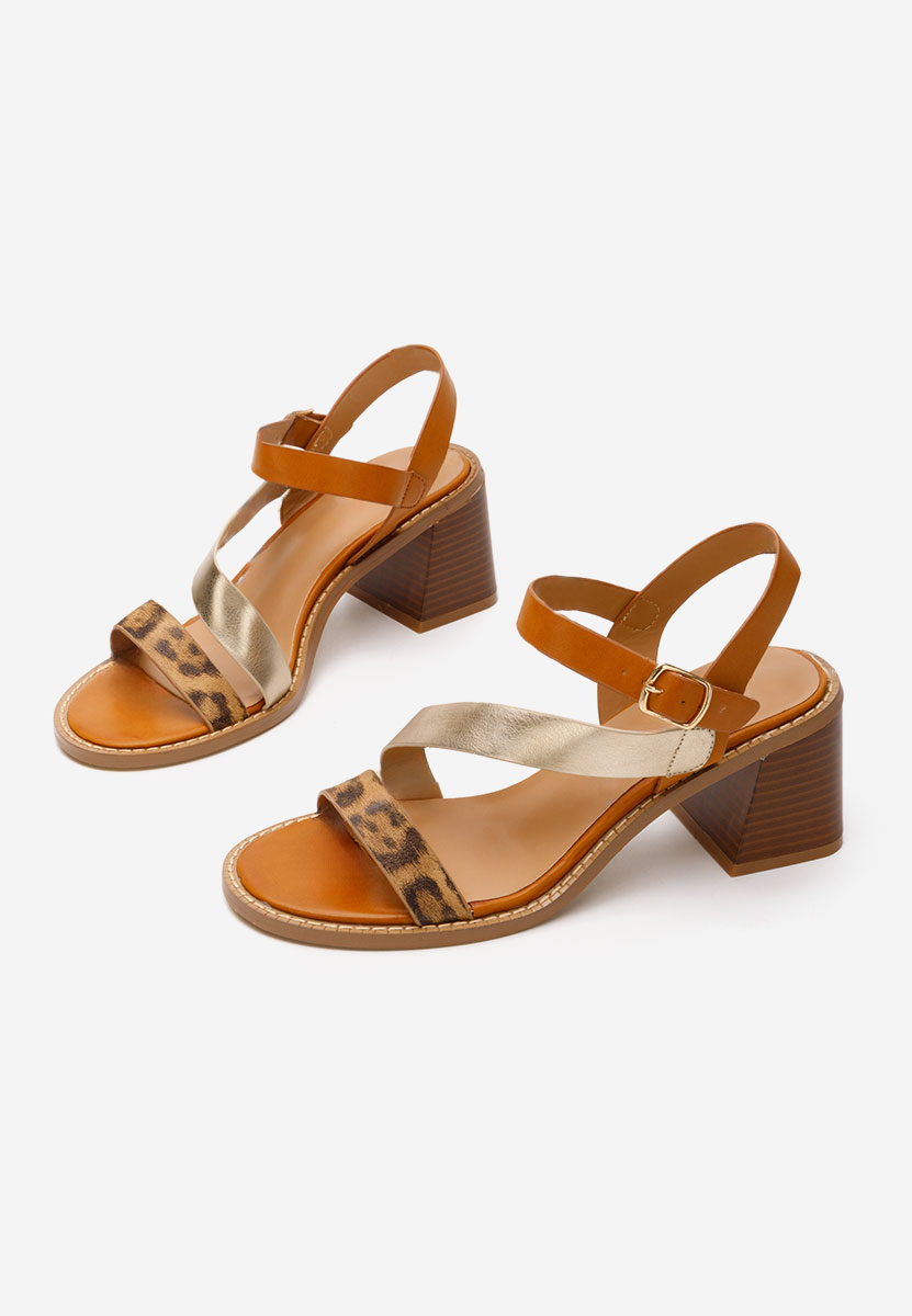 Sandali con tacco largo Lakendra camel