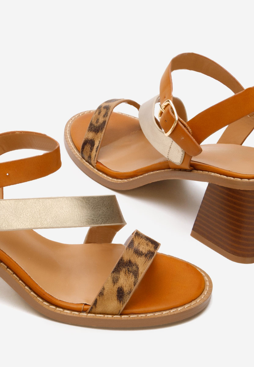 Sandali con tacco largo Lakendra camel