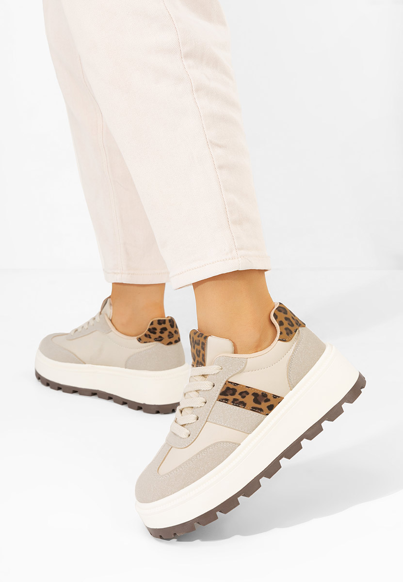 Sneakers con plateau Estephany beige Sneakers con plateau Estephany beige