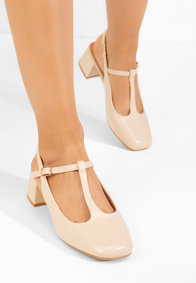 Décolleté tacco largo Beatrina V2 beige