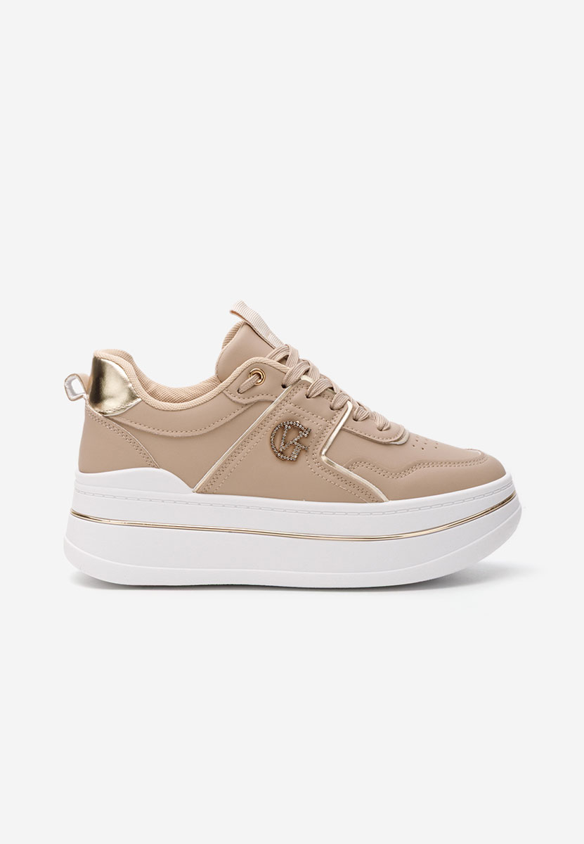 Sneakers con plateau Kitty cachi