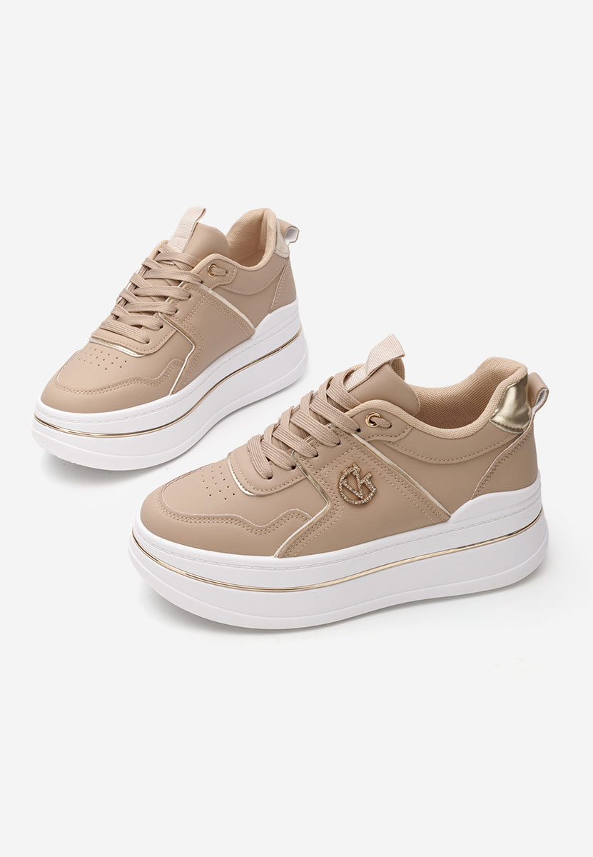 Sneakers con plateau Kitty cachi
