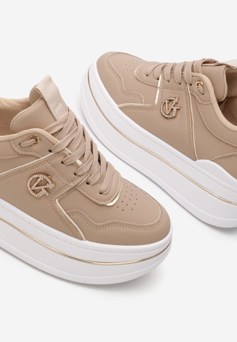Sneakers con plateau Kitty cachi