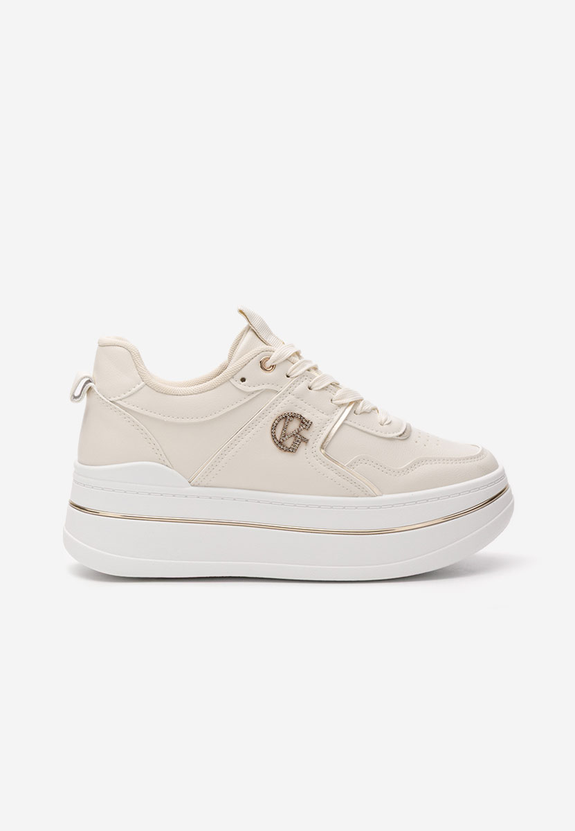 Sneakers con plateau Kitty beige