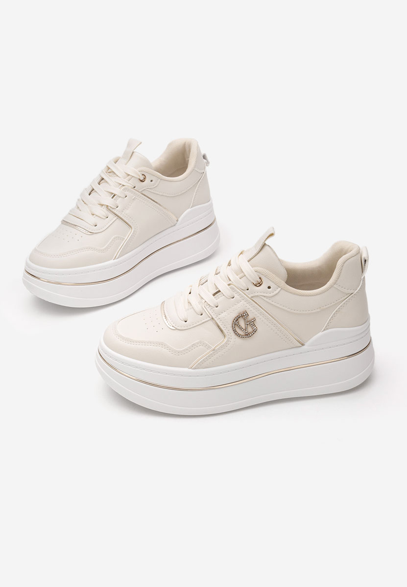 Sneakers con plateau Kitty beige