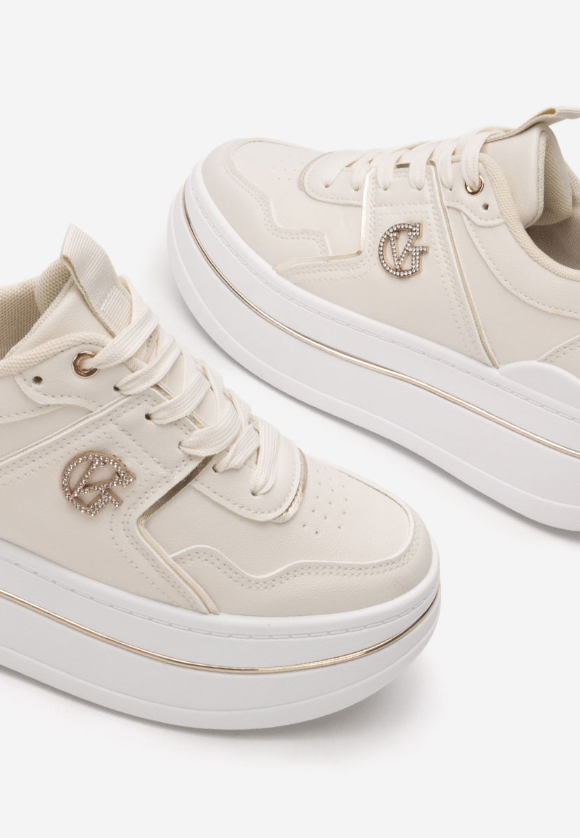 Sneakers con plateau Kitty beige