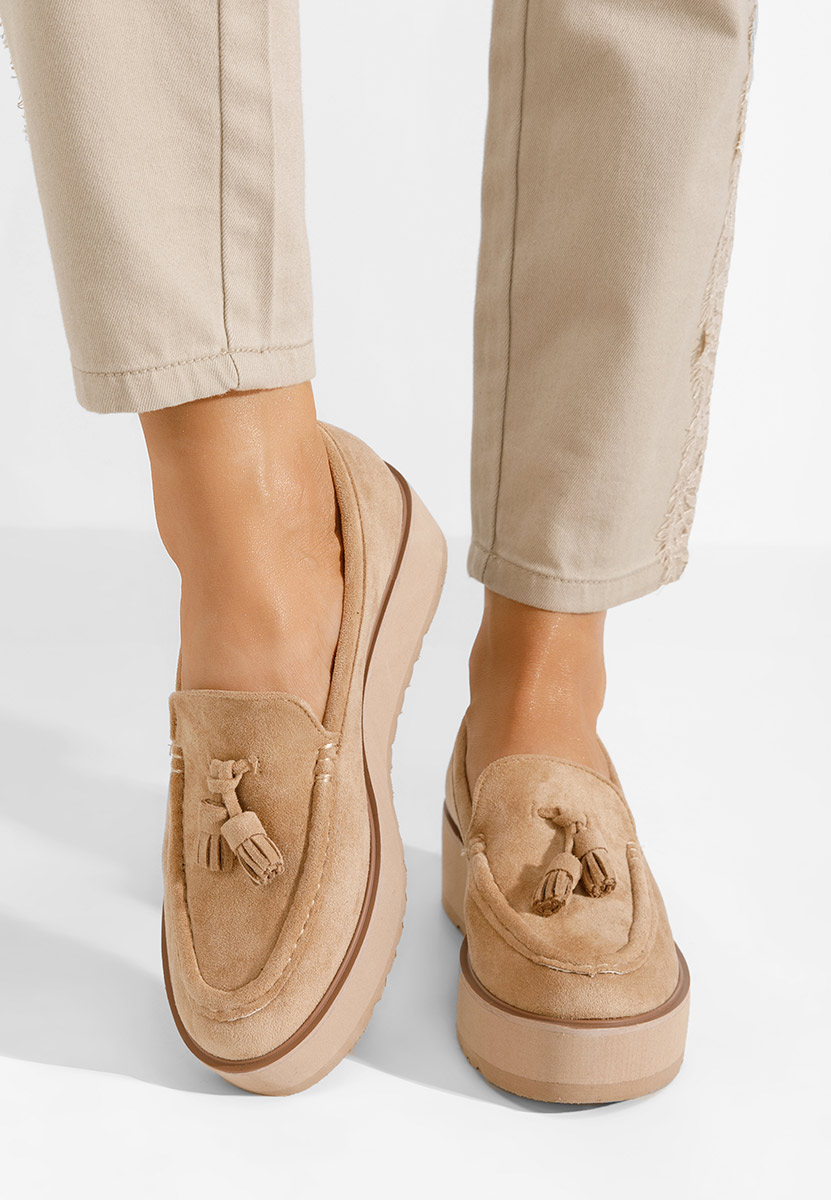 Mocassini donna platform Leondra V7 cachi