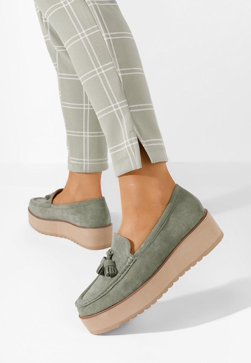 Mocassini donna platform Leondra V7 verdi