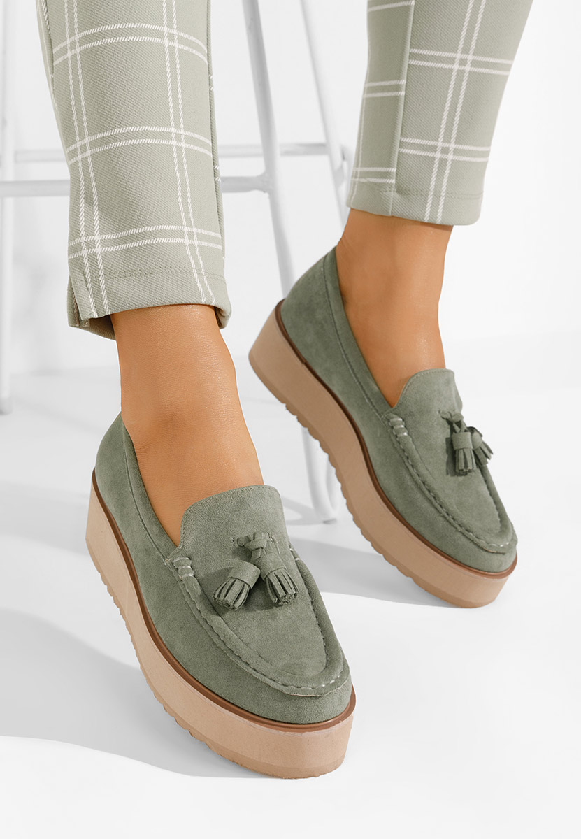 Mocassini donna platform Leondra V7 verdi