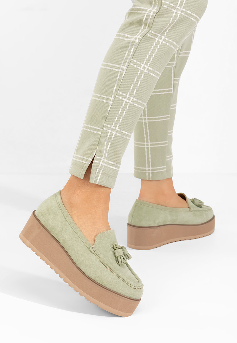 Mocassini donna platform Leondra verdi