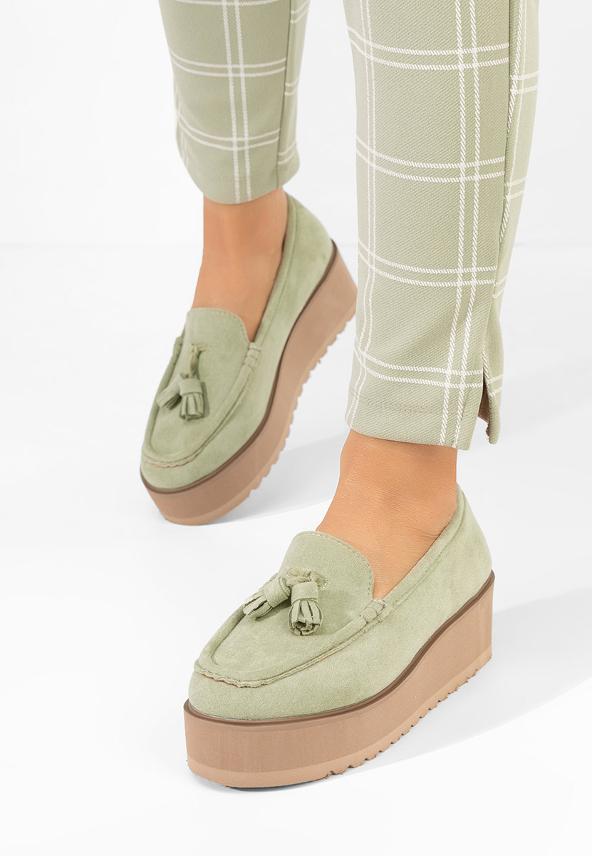 Mocassini donna platform Leondra verdi