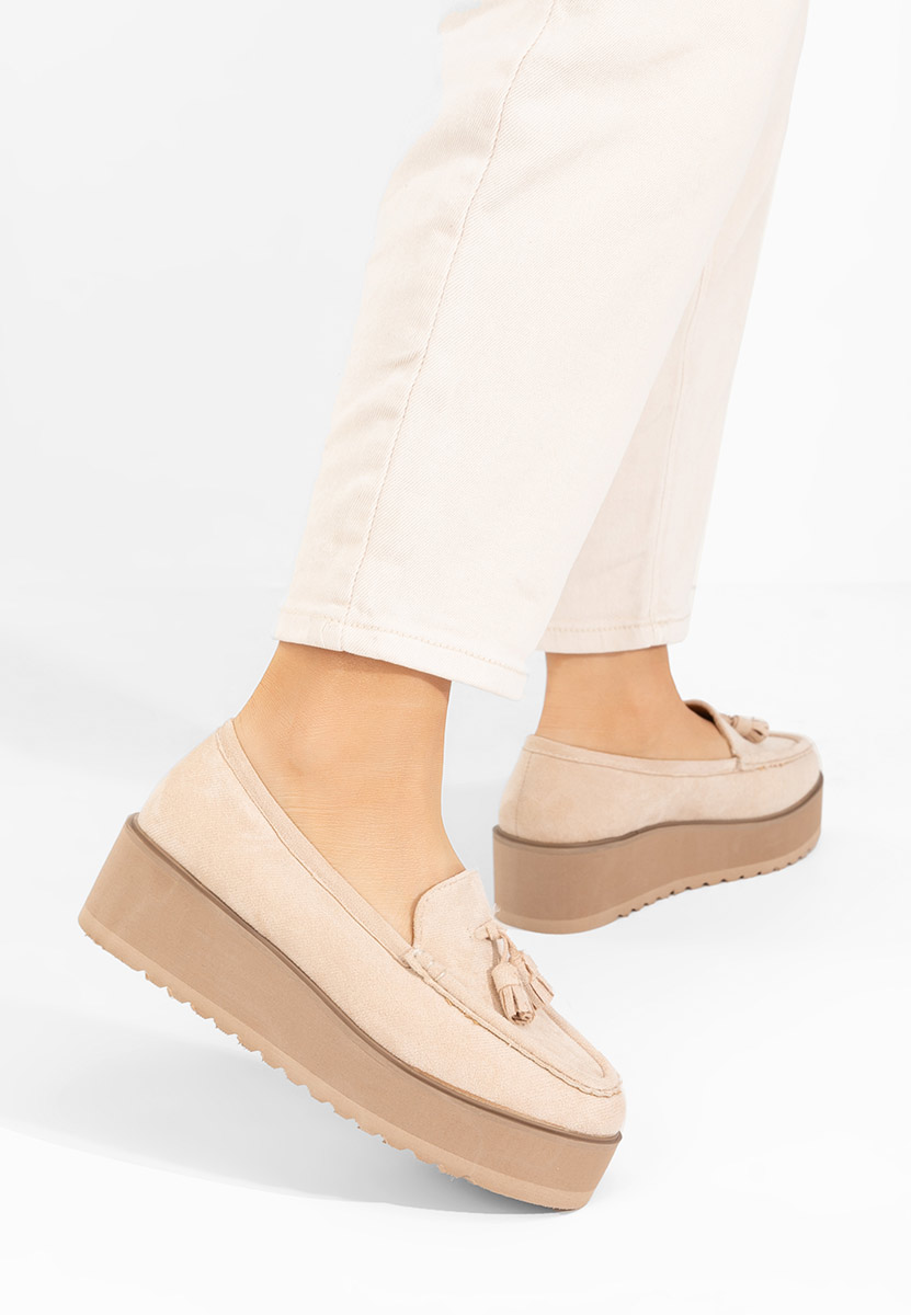 Mocassini donna platform Leondra beige