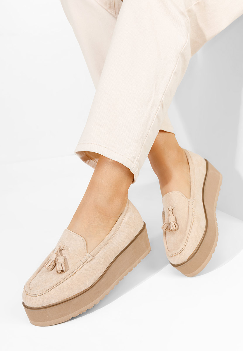 Mocassini donna platform Leondra beige