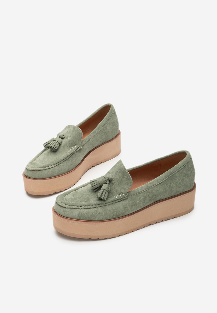Mocassini donna platform Leondra V7 verdi