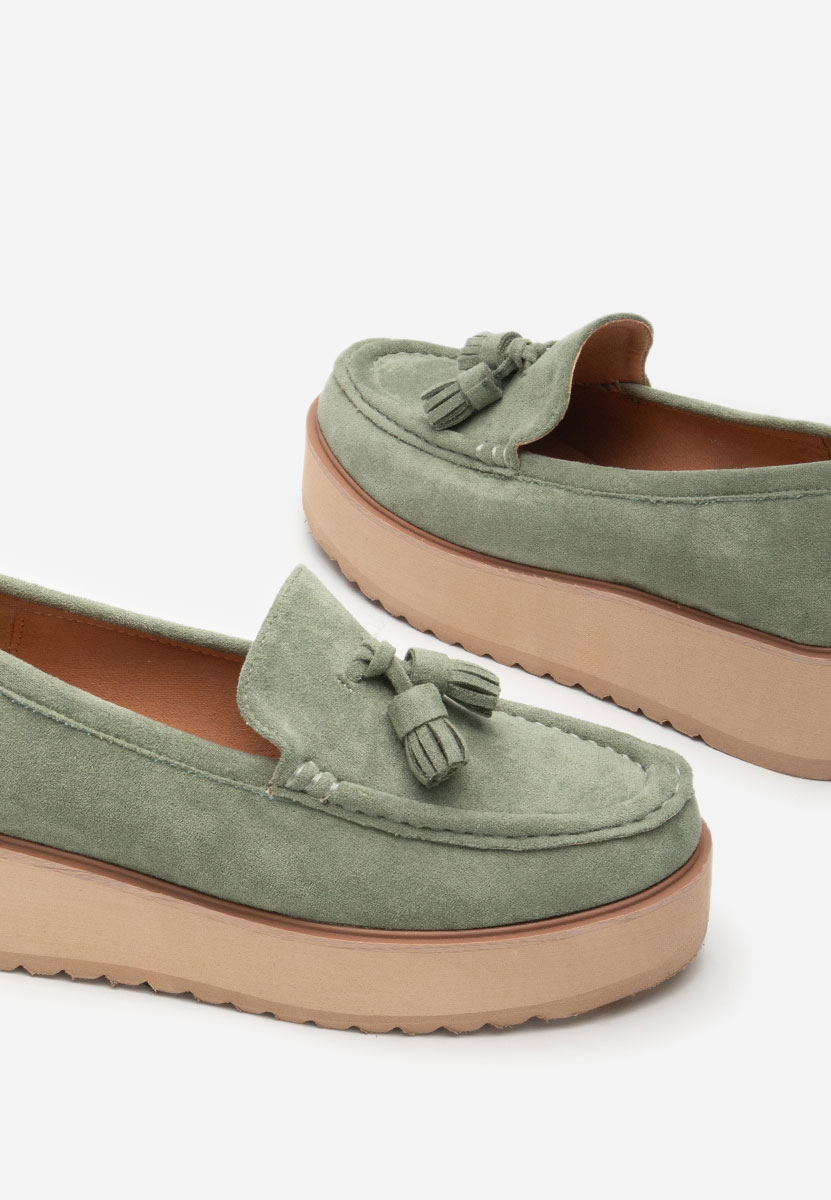 Mocassini donna platform Leondra V7 verdi