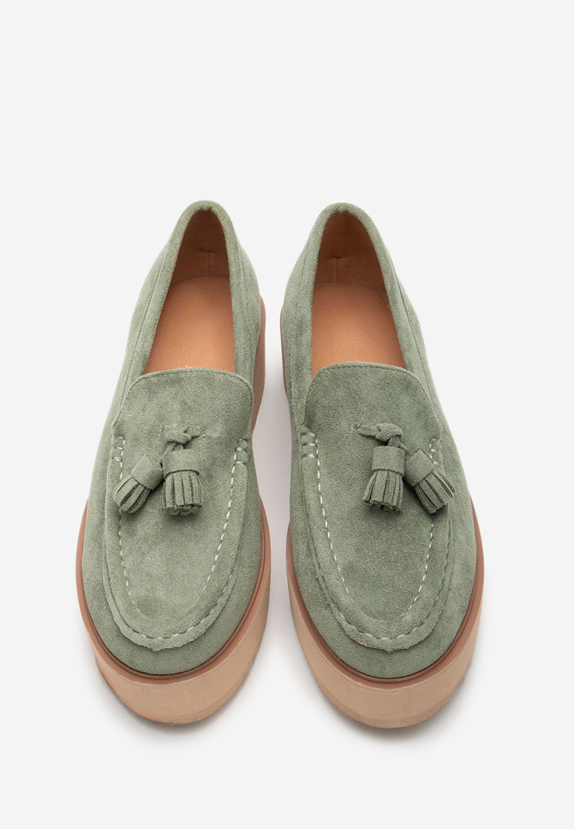 Mocassini donna platform Leondra V7 verdi