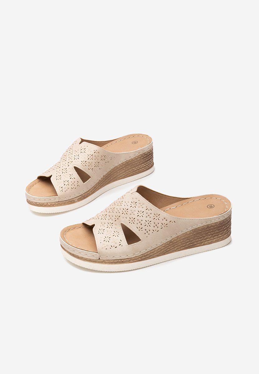 Ciabbate con zeppa Larue beige