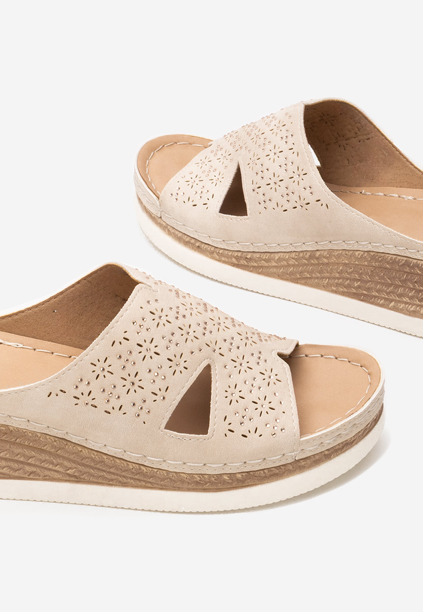Ciabbate con zeppa Larue beige