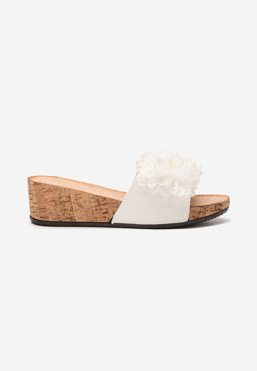 Ciabatte platform Floralia bianchi
