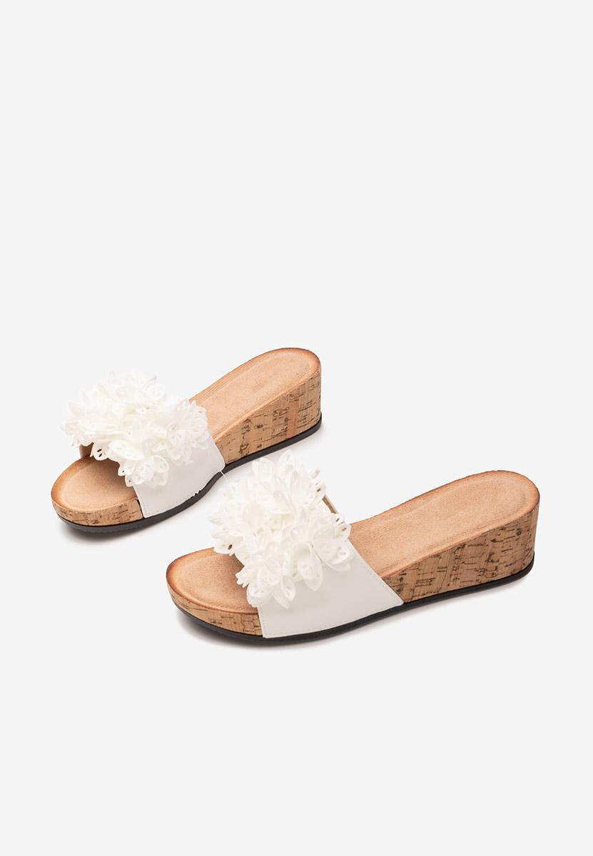 Ciabatte platform Floralia bianchi