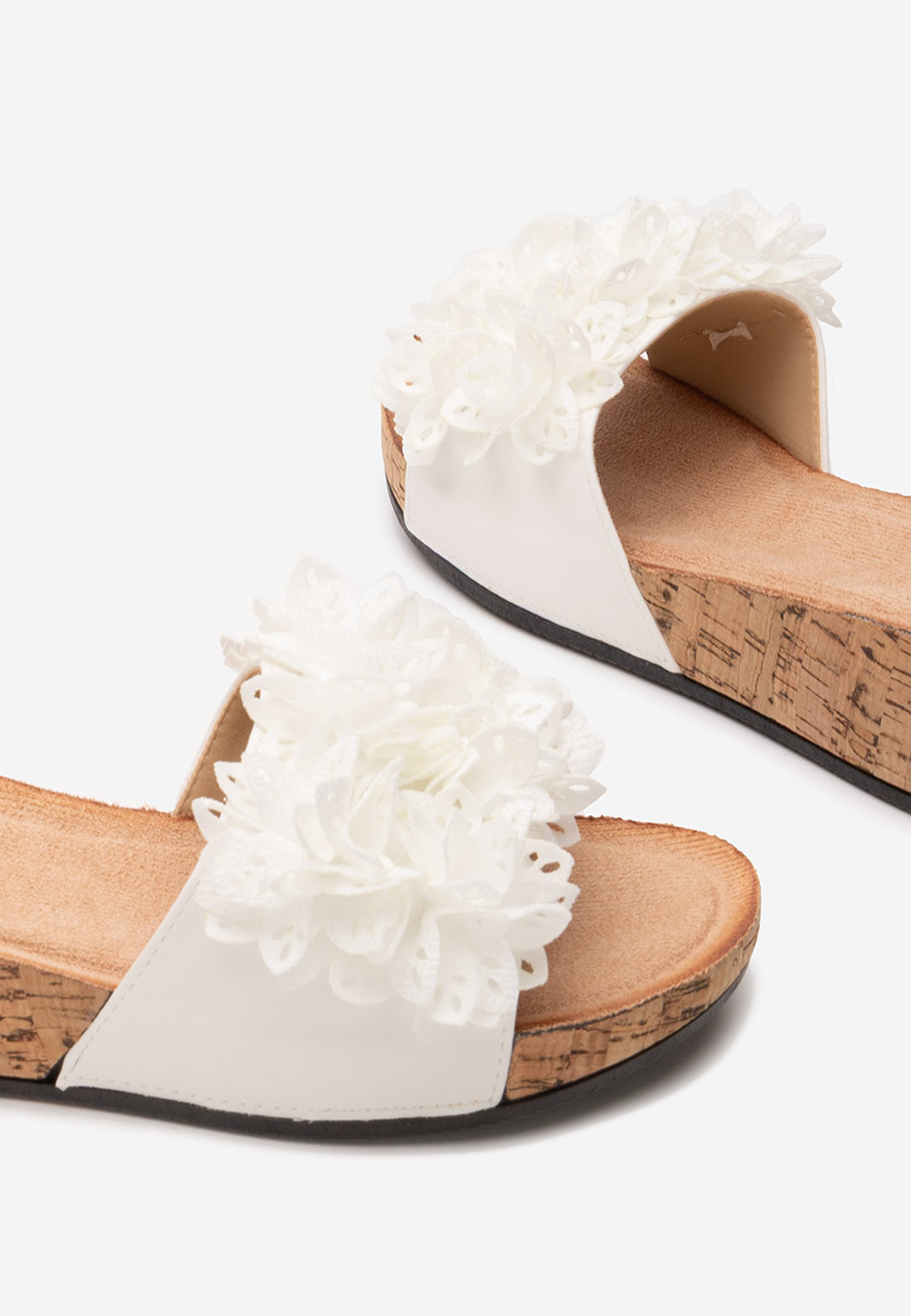 Ciabatte platform Floralia bianchi