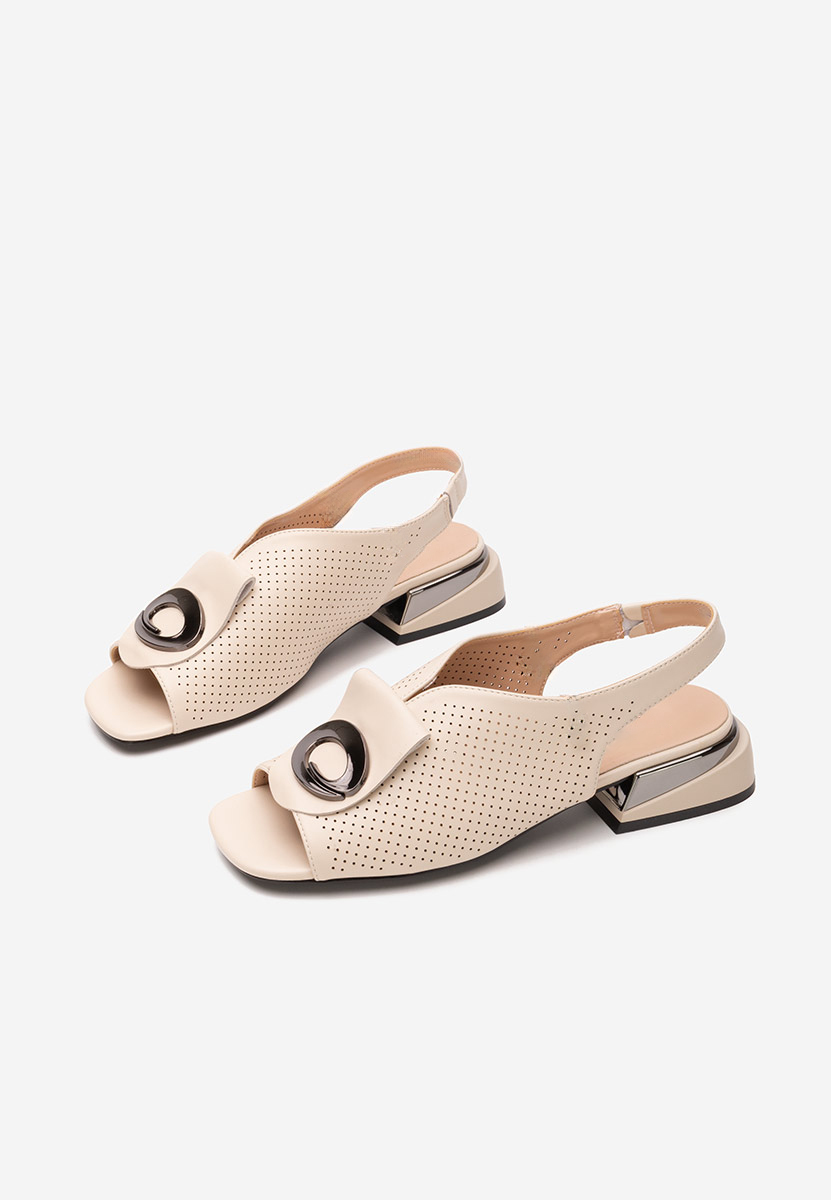 Sandali con tacco largo Nabuka beige