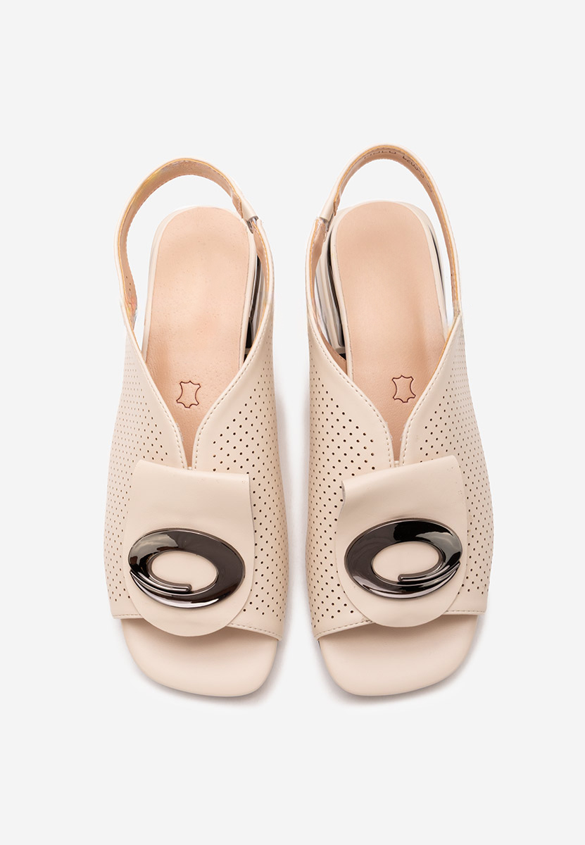 Sandali con tacco largo Nabuka beige