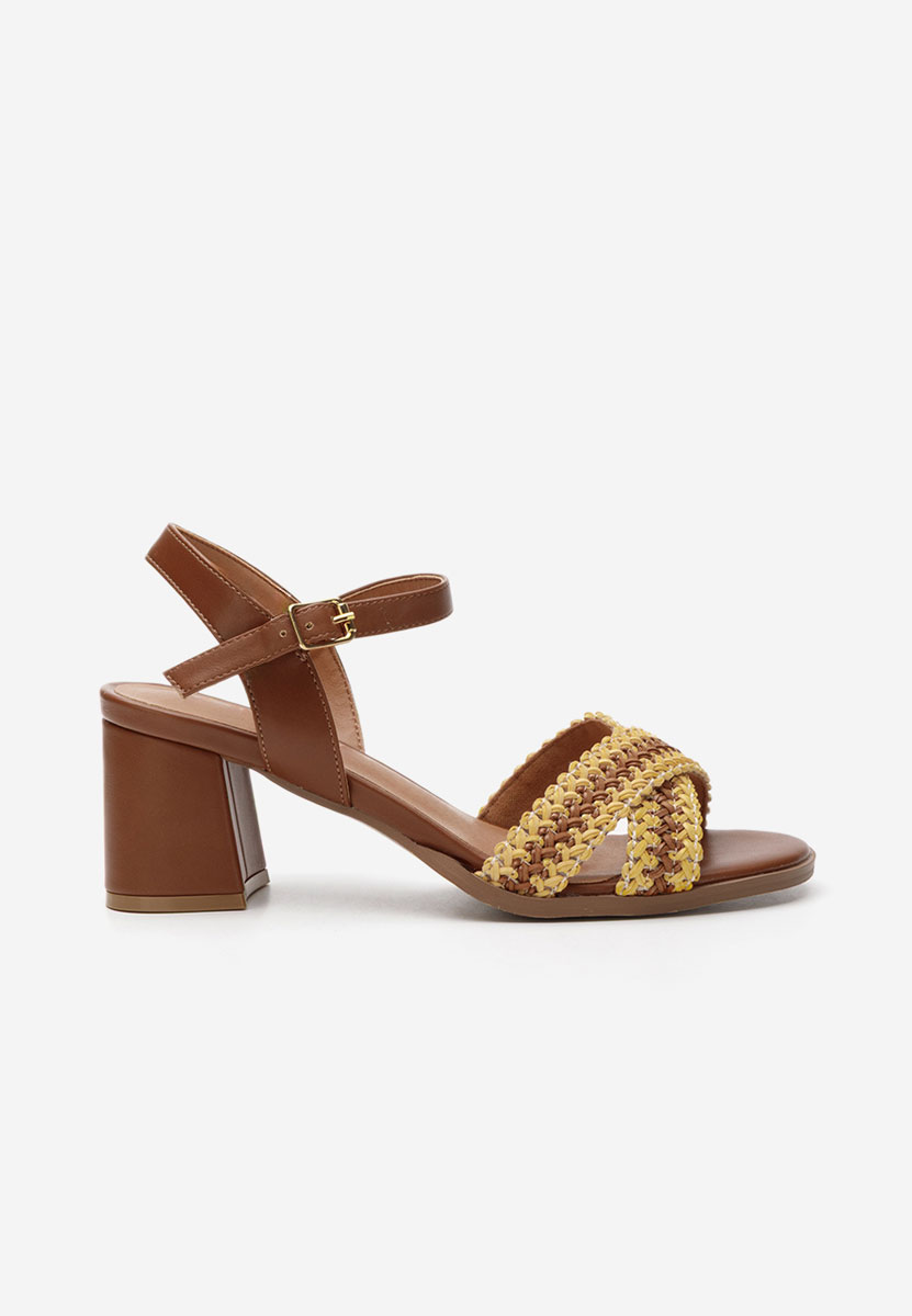 Sandali con tacco largo Sakara camel