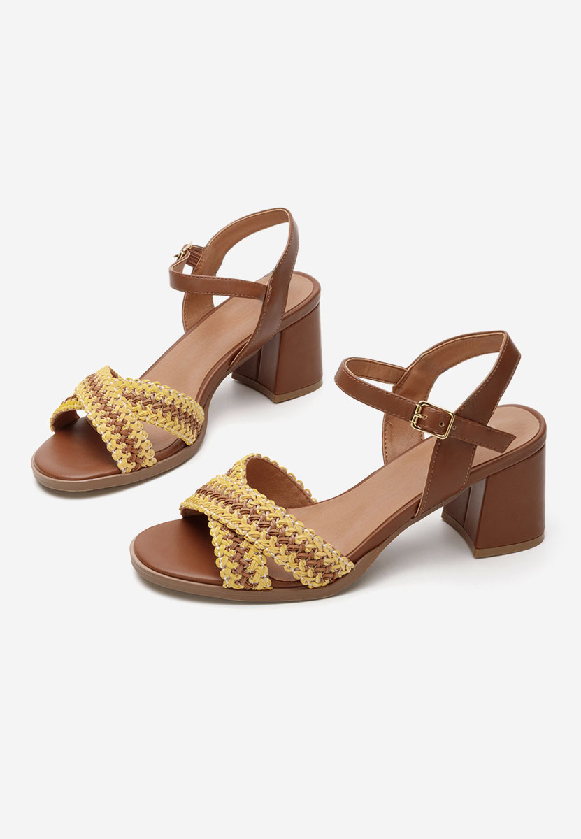 Sandali con tacco largo Sakara camel