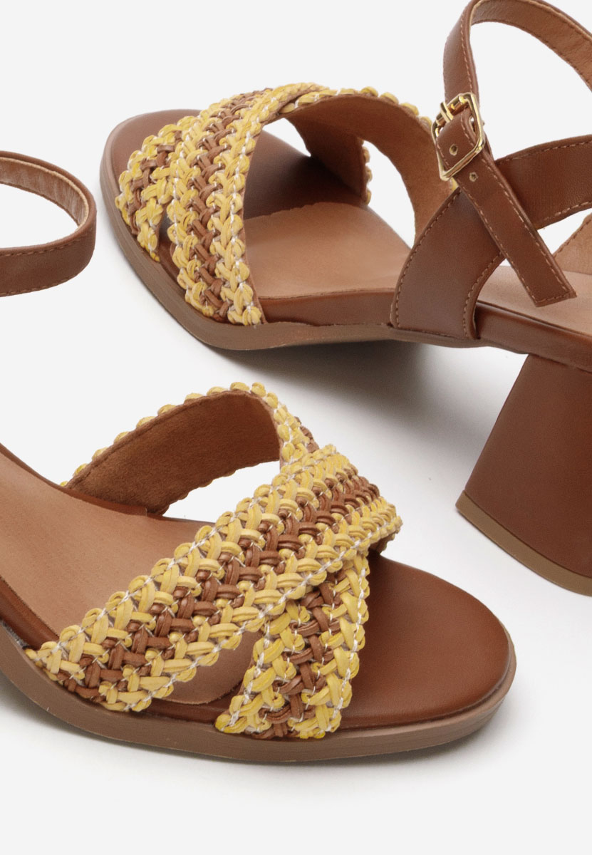 Sandali con tacco largo Sakara camel