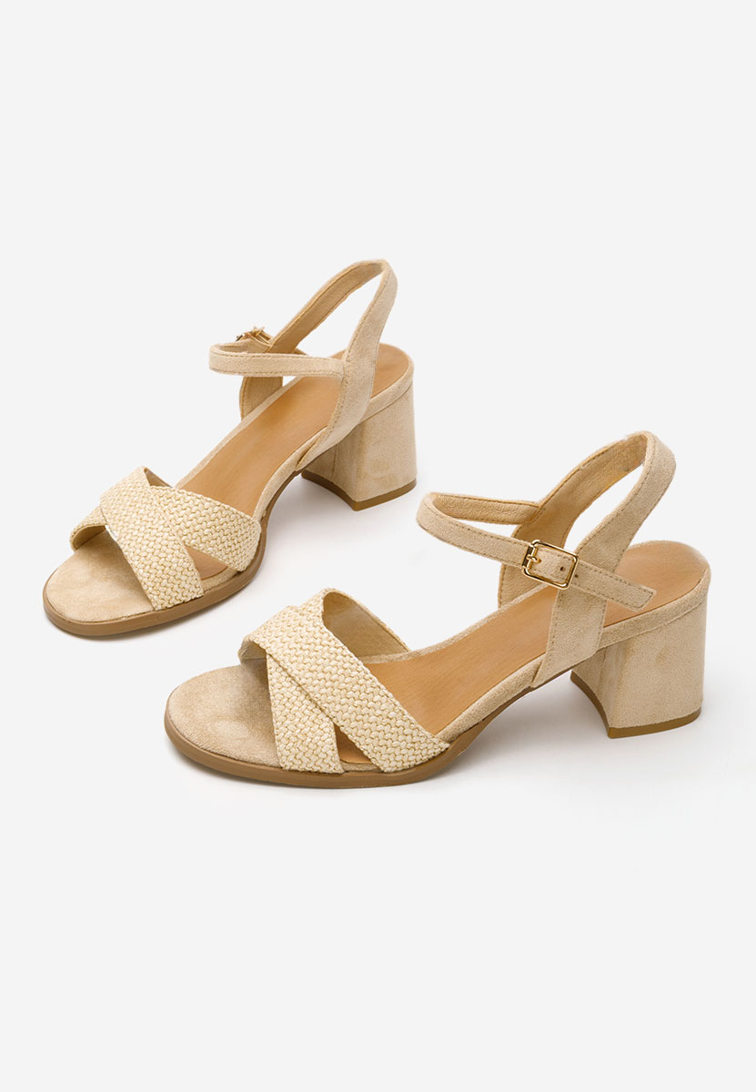 Sandali con tacco largo Sakara beige