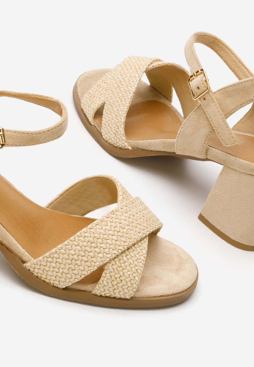 Sandali con tacco largo Sakara beige