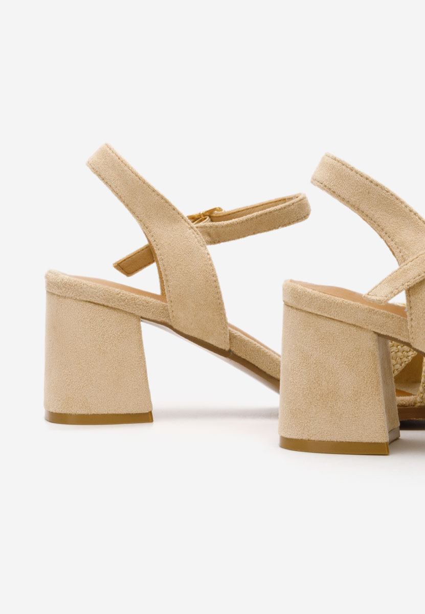 Sandali con tacco largo Sakara beige