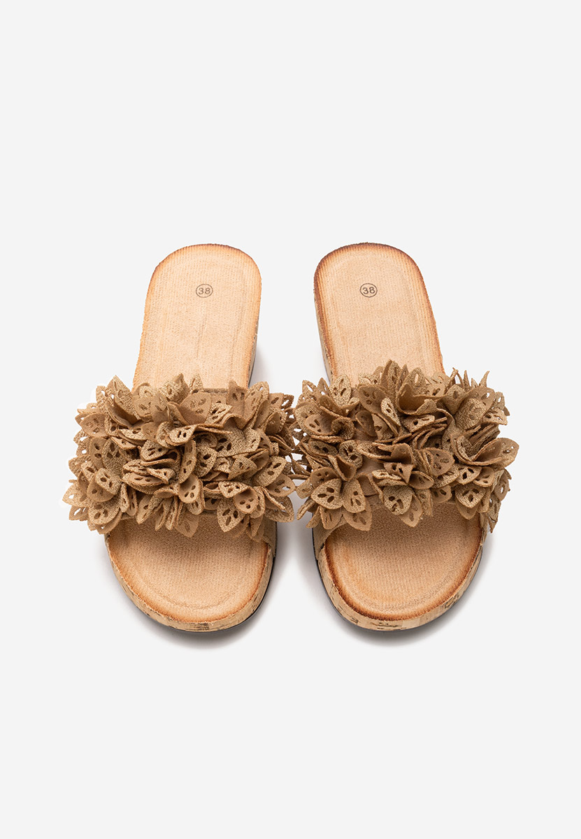 Ciabatte platform Floralia cachi