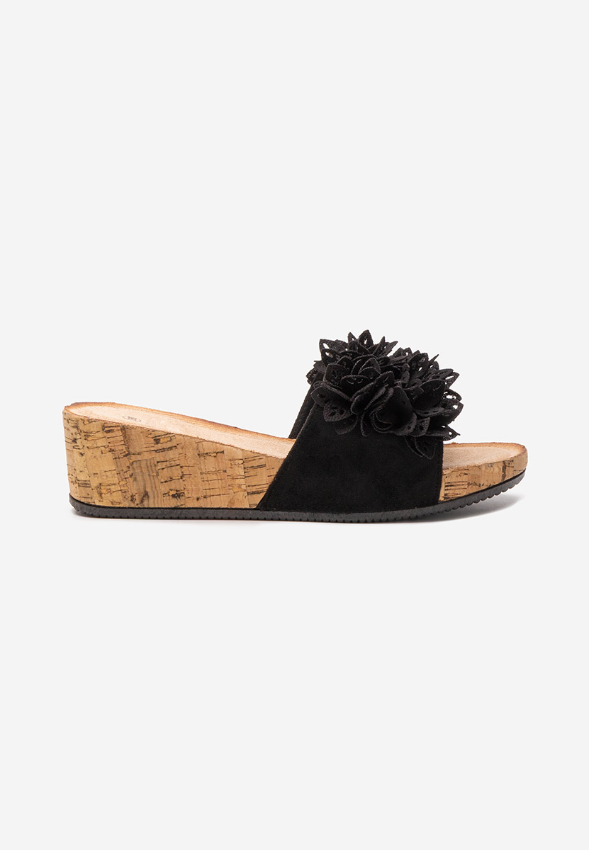 Ciabatte platform Floralia nero