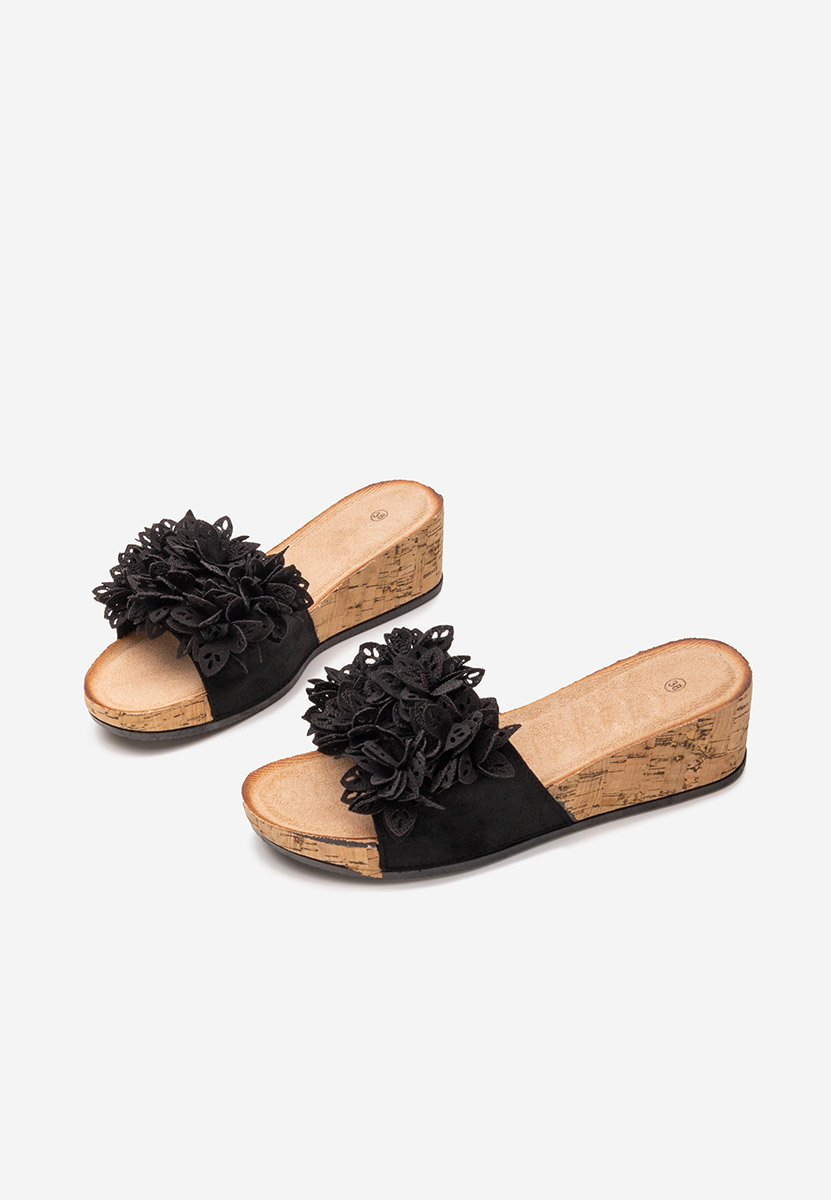 Ciabatte platform Floralia nero