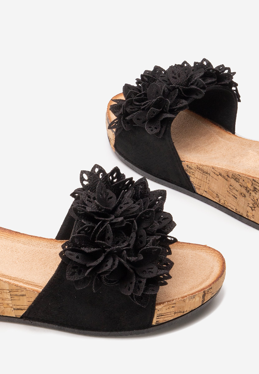 Ciabatte platform Floralia nero