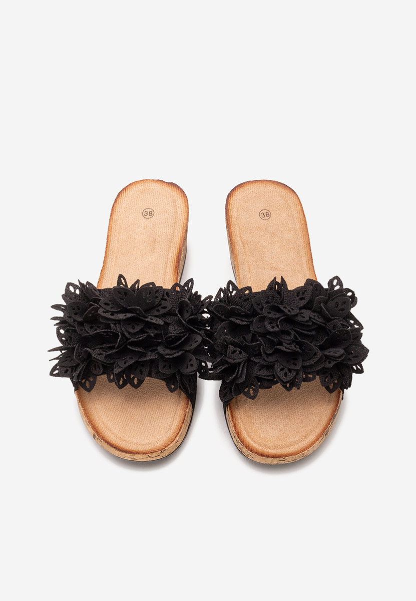 Ciabatte platform Floralia nero