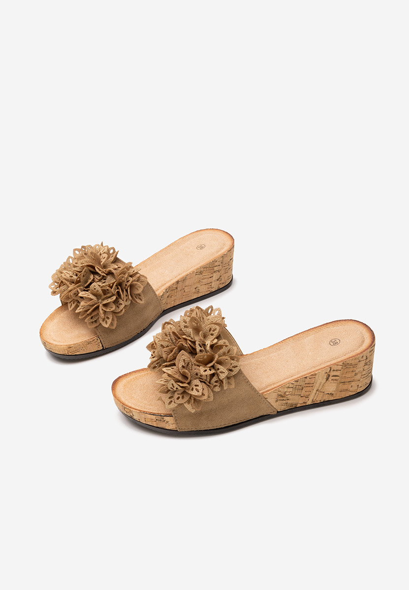 Ciabatte platform Floralia cachi