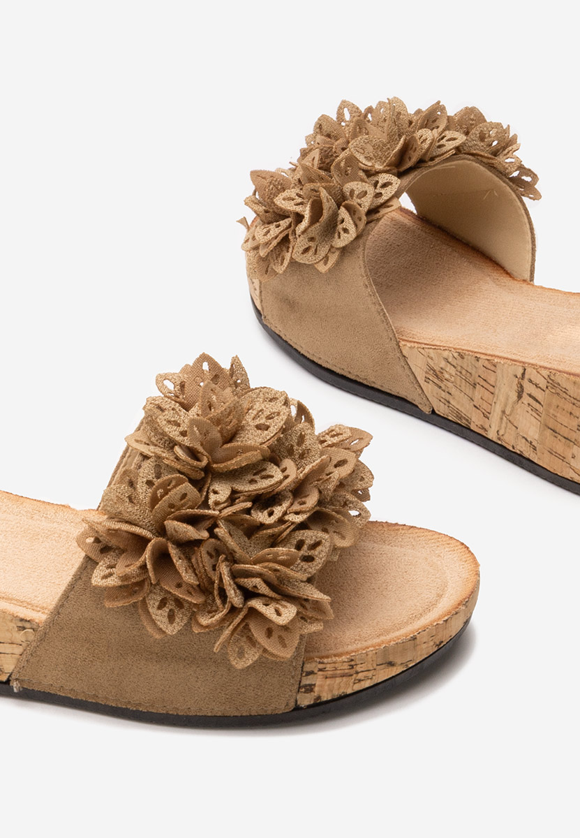 Ciabatte platform Floralia cachi