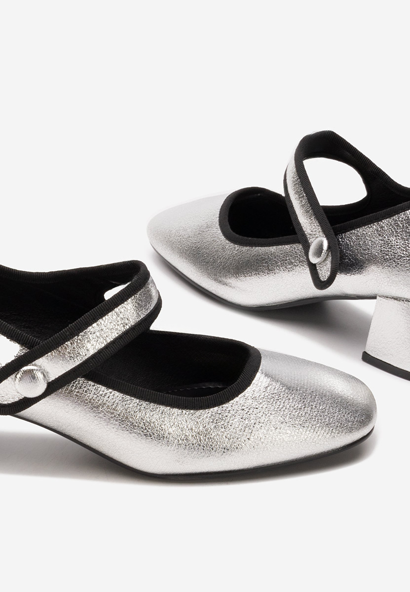 Décolleté tacco largo Annaliese argento