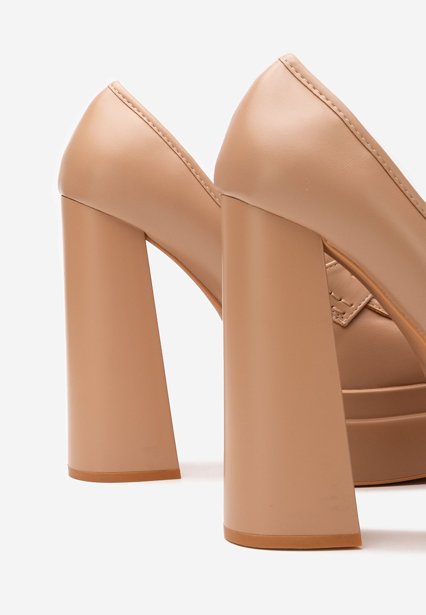 Mocassini con tacco e plateau Dieppa Beige